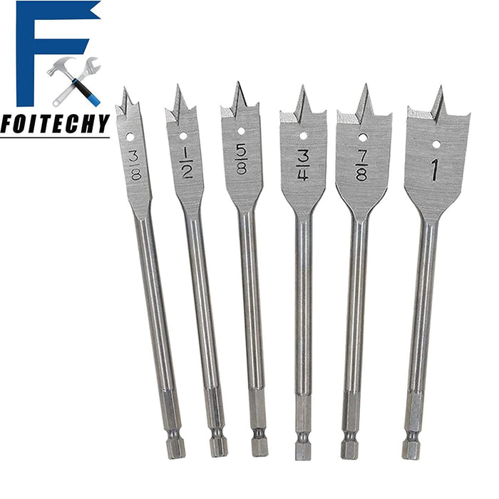 6PC WOOD BORING FLAT BIT SET KIT CONTENTS 10, 12, 16, 18, 20, 25MM AU STOCK