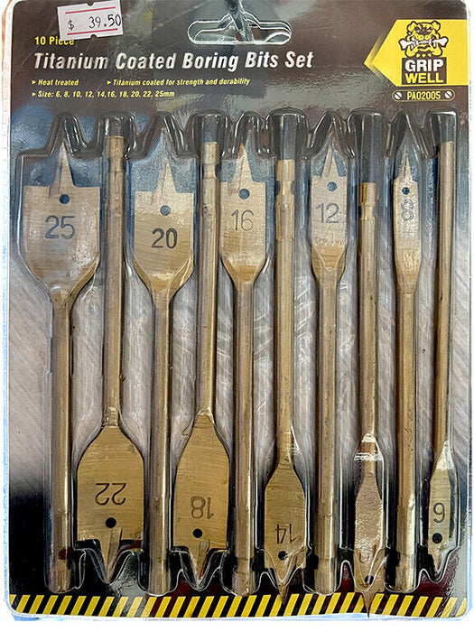 10PC TITANIUM Flat Wood spade Timber auger bore Bit 6 8 10 12 14 16 18 22 25mm