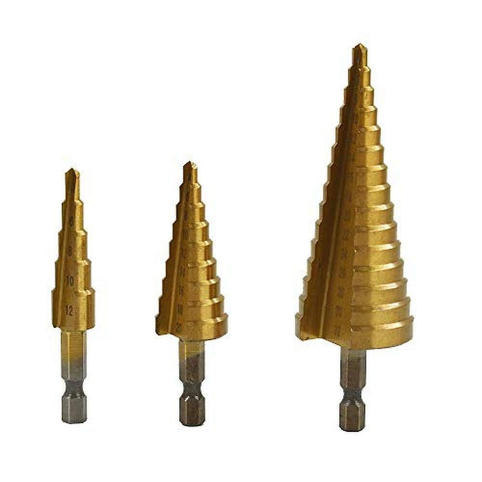 3Pcs Large HSS Speed Steel Step Cone Drill Titanium Bit Set Hole Cutter BIT NEW