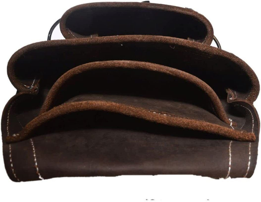 NEW 4 POCKET Tan Leather Tool Belt Double Pouch TRADE QUALITY Grip Well