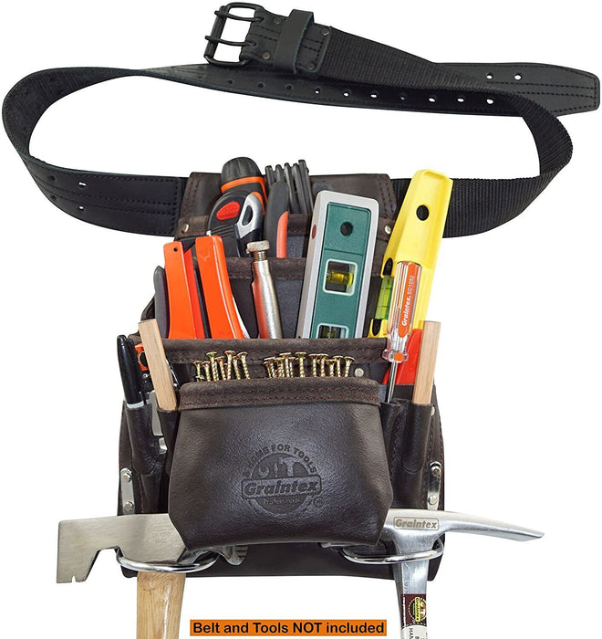 NEW 4 POCKET Tan Leather Tool Belt Double Pouch TRADE QUALITY Grip Well