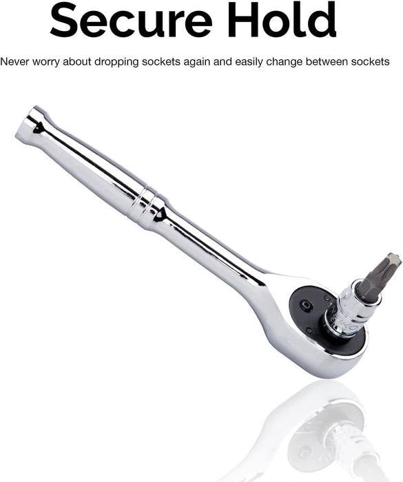 1/4" Handle Drive Socket Ratchet Wrench Spanner Heavy Duty Quick Release