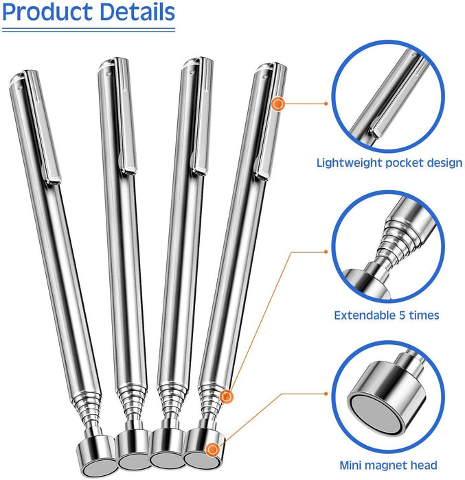 4PC NEW 2 LB Telescopic Magnetic Pick Up Tool Pen Style Extending UP To 24 INCH