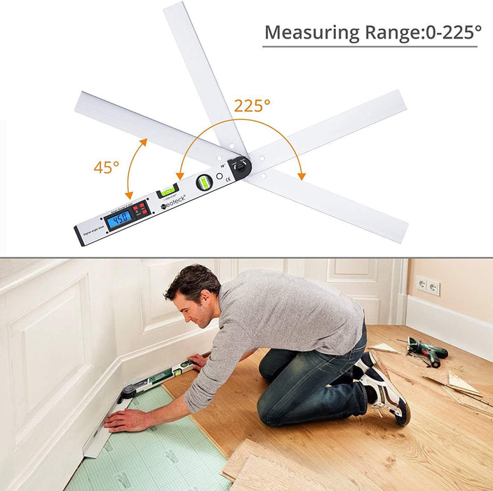 Digital Angle Finder Ruler With Spirit Levels Backlit LCD Tool For Engineering