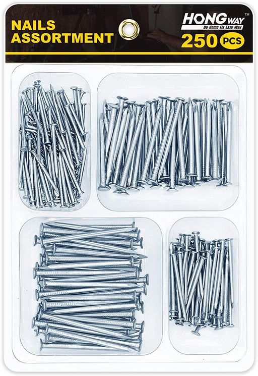 Nails 5 SIZES Steel Flat Head Plain Shank Nails Zinc Plated Timber Wood - FISHER DISCOUNT