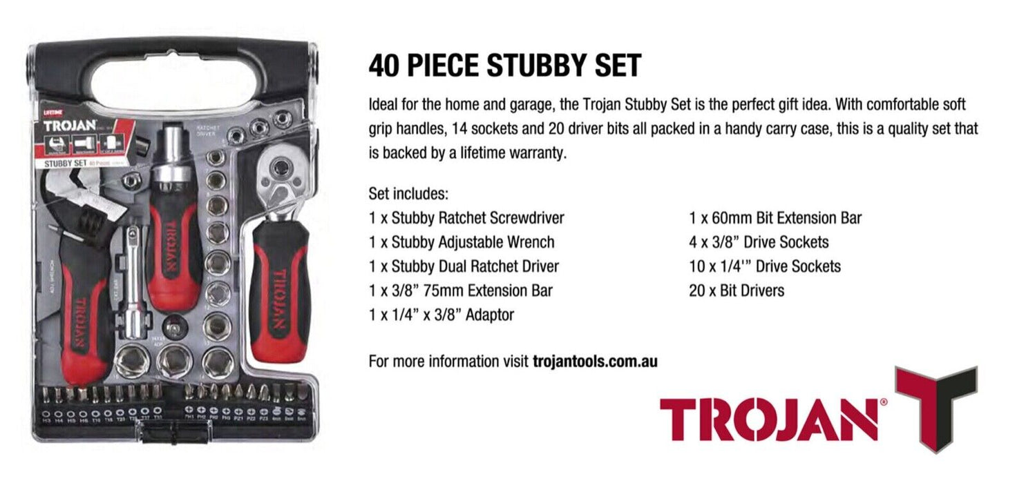 New Trojan 40 Piece Stubby Set Perfect for House or Car FAST POSTAGE