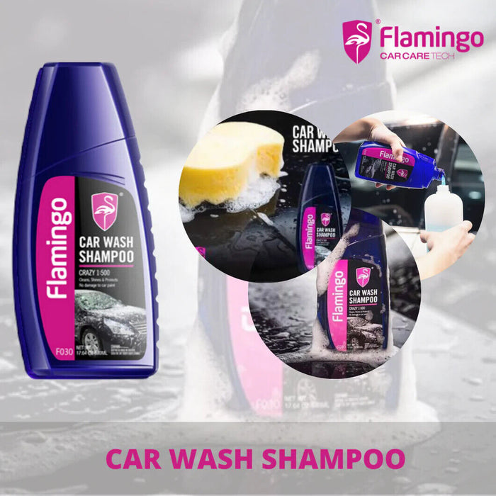 Flamingo Car Wash Shampoo 500ml Super Concentrated Hand Or Machine Use Snow Foam