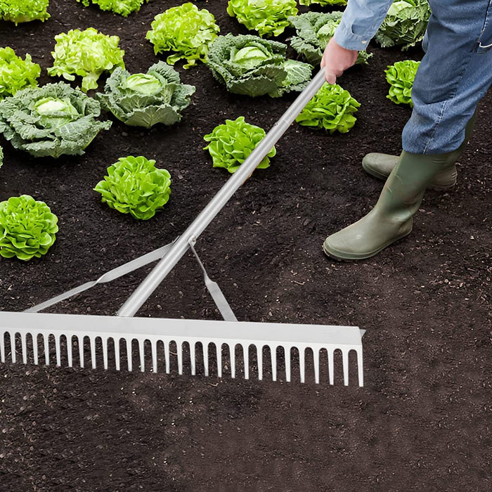 FORCE PRO 24T Garden Rake  Lightweight Aluminium Landscapers 1700mmL Handle