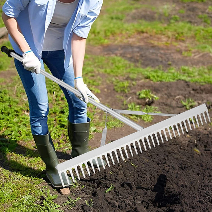 FORCE PRO 24T Garden Rake  Lightweight Aluminium Landscapers 1700mmL Handle