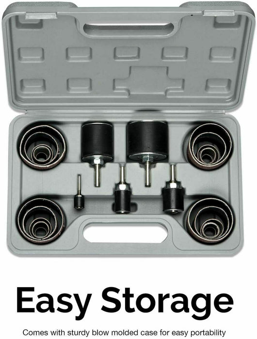 26 Pc Sanding Drum Kit Rubber Drums 1/2”, 3/4”, 1”, 1-1/2”, 2” Fine 120 grit Coa