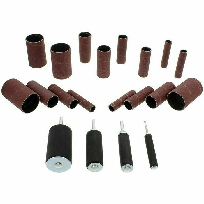 26 Pc Sanding Drum Kit Rubber Drums 1/2”, 3/4”, 1”, 1-1/2”, 2” Fine 120 grit Coa