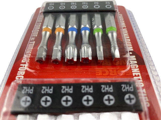 12pc Builders Impact Torsion Power Screwdriver Bits Set Phillips Square Torx S2