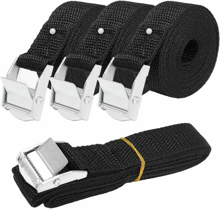 4PC Tie Down Strap Buckle Cargo Ratchet Lugga Roof Rack Lashing Rope 2mx25mm - FISHER DISCOUNT