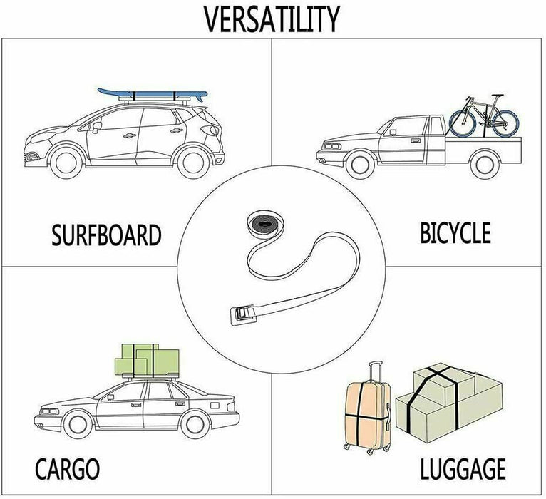 4PC Tie Down Strap Buckle Cargo Ratchet Lugga Roof Rack Lashing Rope 2mx25mm - FISHER DISCOUNT