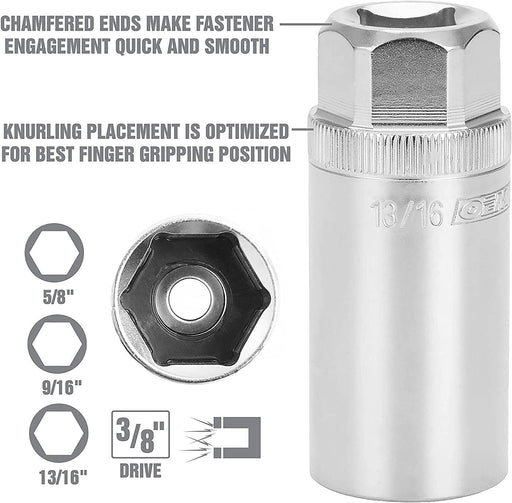 Force PRO 2Pce 3/8" Dr Magnetic Spark Plug Socket Set 5/8 &13/16 - FISHER DISCOUNT