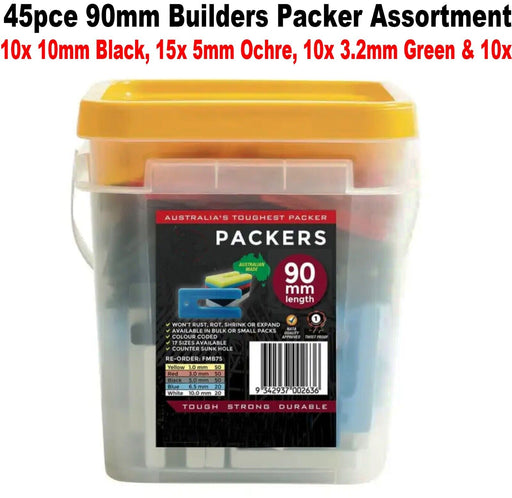 45pcs - 40 x 90mm ASSORTED SOLID PLASTIC WINDOW HORSESHOE PACKERS - FISHER DISCOUNT