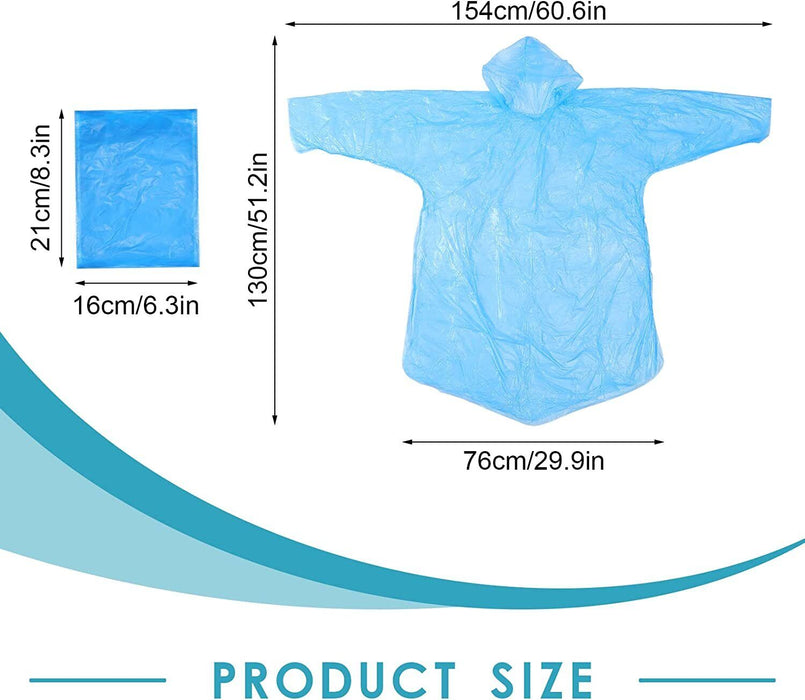 10-100PC Disposable Adult Emergency Waterproof Rain Coat Poncho Hiking Camping