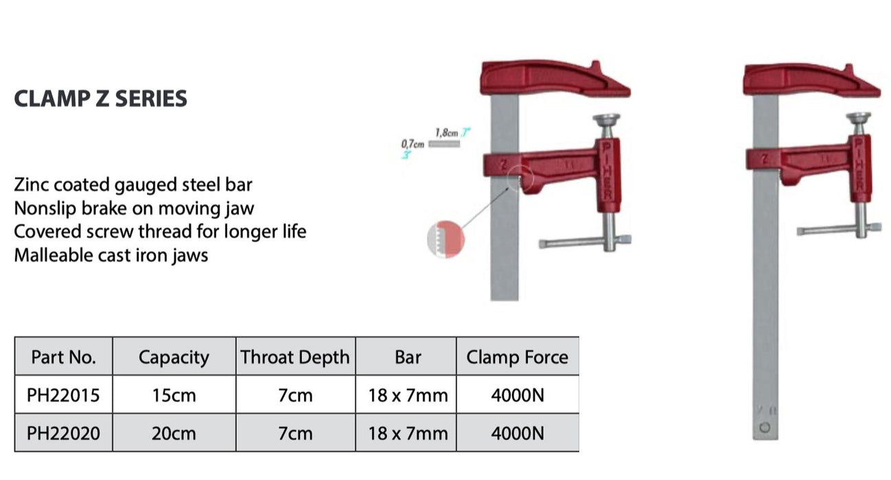 Piher 15/20cm CLAMP Z SERIES Malleable cast iron jaws 4000N DEEP 7cm
