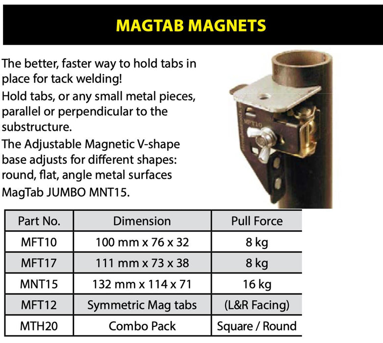 StrongHand MagTab Aluminum Welding Aid Magnet MIG TIG ARC MFT10 MFT17 MNT15 MFT1