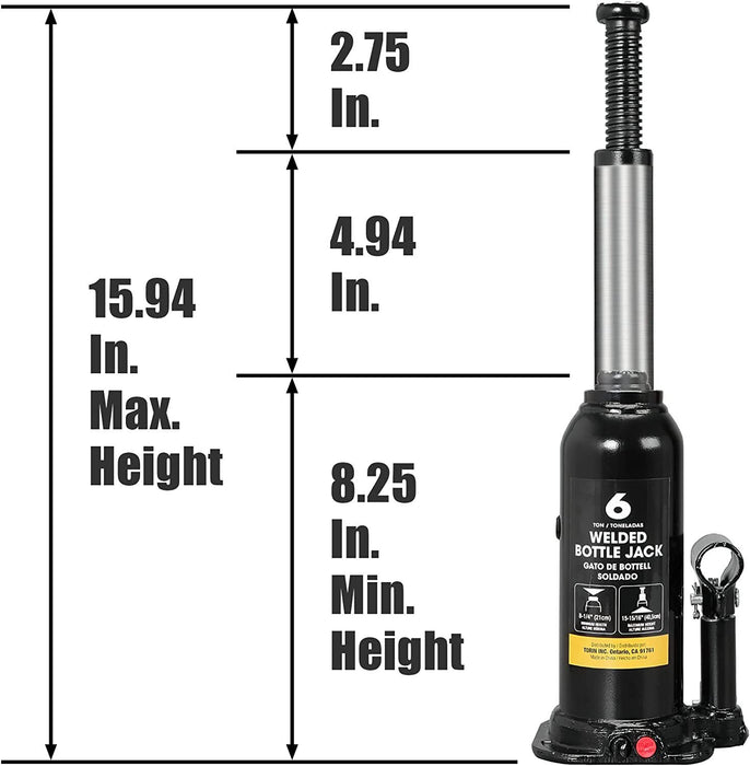 6/8/15/20TON Hydraulic Bottle Jack Lift Car Tool Truck Caravan Tractors 4WD