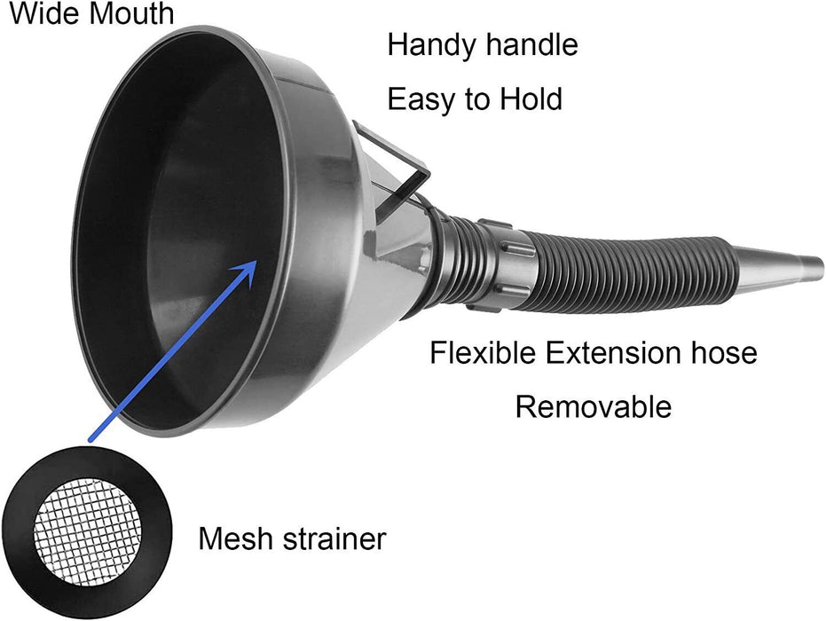 2X Funnel Tool Kit Car Auto Motorcycle Plastic Flexible Spou Gas Oil Water Fuel