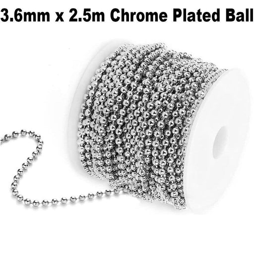 Wholesale Chrome Plated Ball Bead Necklace Chain For Pendants 3.6mm x 2.5m - FISHER DISCOUNT