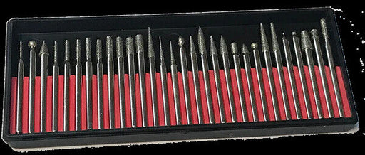 30Pcs Diamond Grinding Burr Drill Bit Mix Set 3mm Shank Grit 60 For Rotary Tools - FISHER DISCOUNT