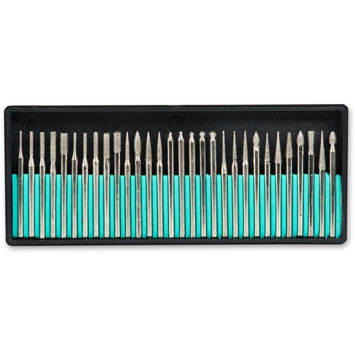 30Pcs Diamond Grinding Burr Drill Bit Mix Set 3mm Shank Grit 60 For Rotary Tools - FISHER DISCOUNT