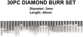 30Pcs Diamond Grinding Burr Drill Bit Mix Set 3mm Shank Grit 60 For Rotary Tools - FISHER DISCOUNT