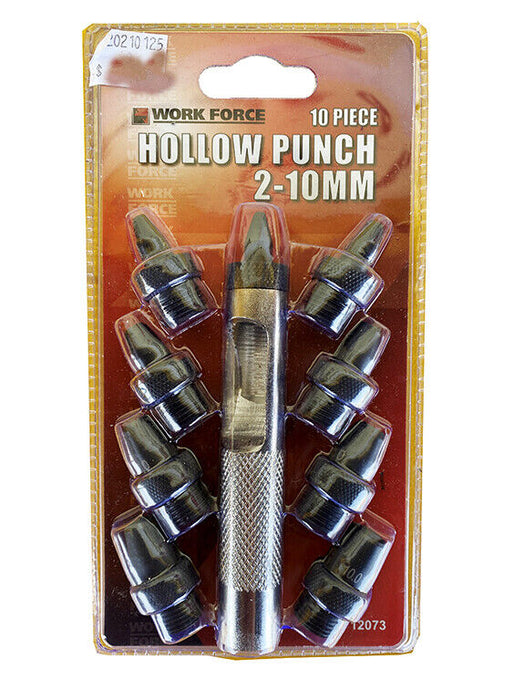 MEDALIST 10 PIECE HOLLOW PUNCH SET HEAT TREATED CARBON STEEL 2-10mm