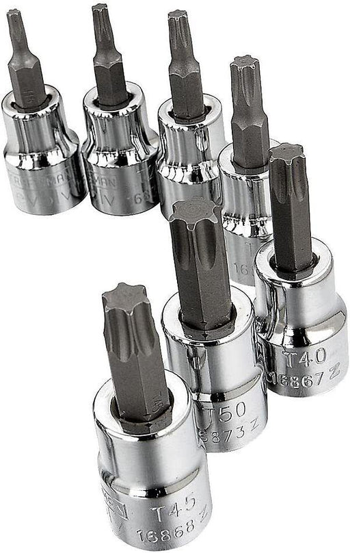 7PC Torx Key Star Bit Set  Bit Socket Set 1/4" Drive T15 T20 T21 T25 T30 T40 - FISHER DISCOUNT