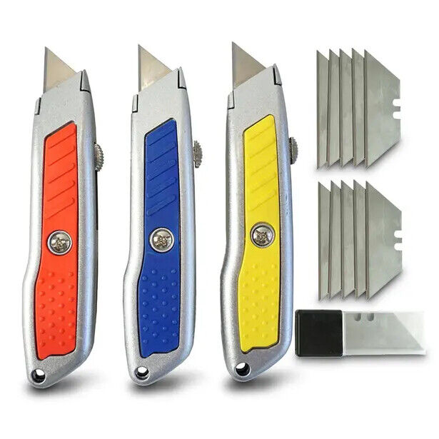 23Pc Utility Knife Set Snap Off Box Cutter Assorted Retractable Inc. 10 Blades