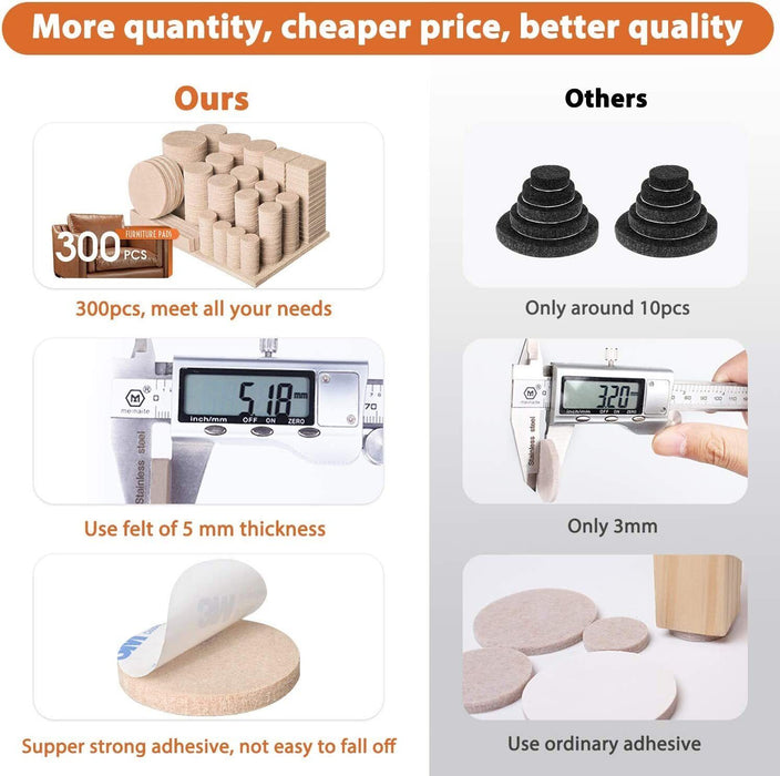 200pc Felt Pad Set Furniture Floor Protector Pads Set Self Adhesive DIY