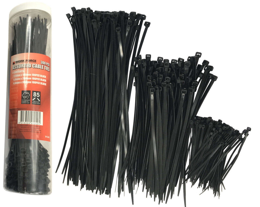300pc Cable Ties Zip Ties Nylon UV Stabilised Black Cable Tie 3 SIZE AU STOCK