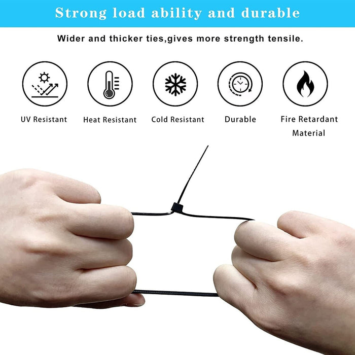 300pc Cable Ties Zip Ties Nylon UV Stabilised Black Cable Tie 3 SIZE AU STOCK