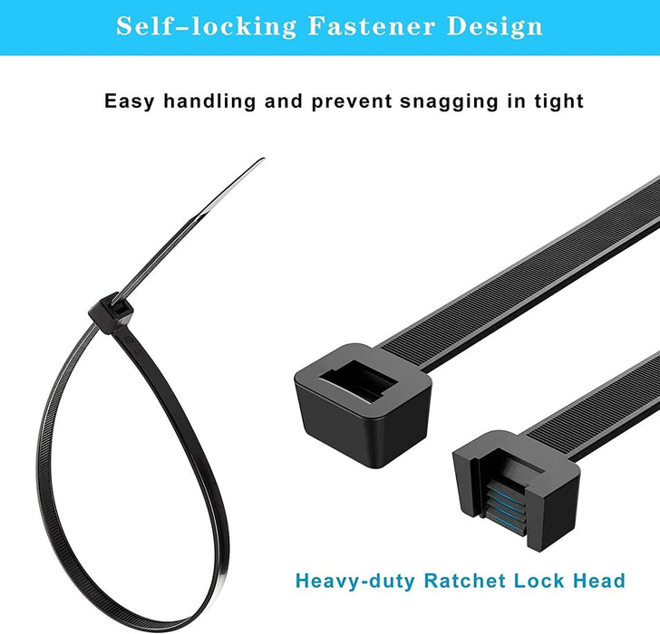 300pc Cable Ties Zip Ties Nylon UV Stabilised Black Cable Tie 3 SIZE AU STOCK