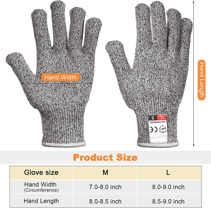 2PC Cut Resistant Gloves Anti-Cutting Food Grade 2Pr Kitchen Butcher Protection