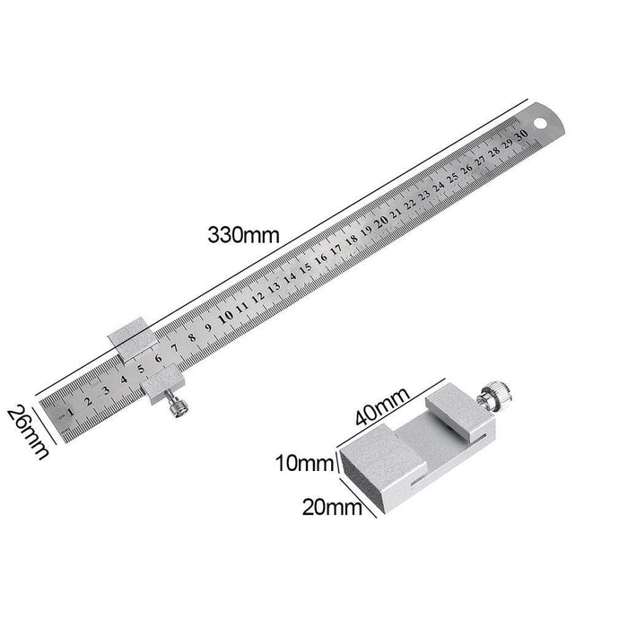 300mmPositioning Marking Gauge Woodworking Line Steel Ruler Locator Stop Block