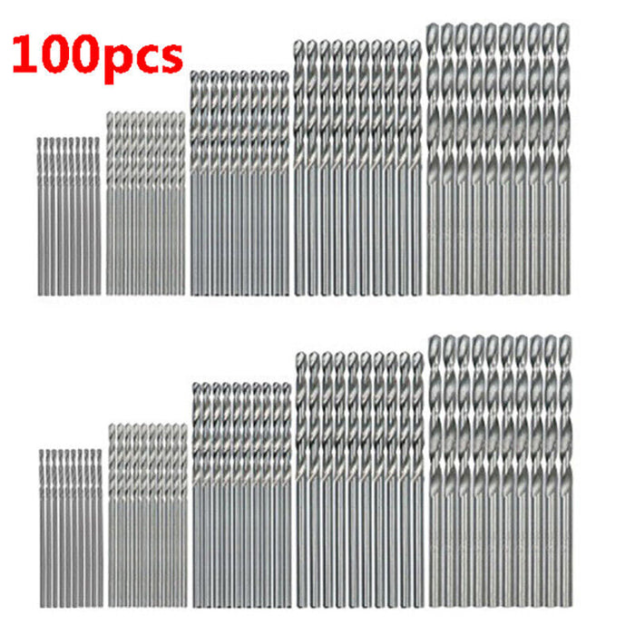 100pcs HSS Twist Drill Bits Steel Metric 1.5mm, 2mm, 2.5mm, 3mm and 3.2mm