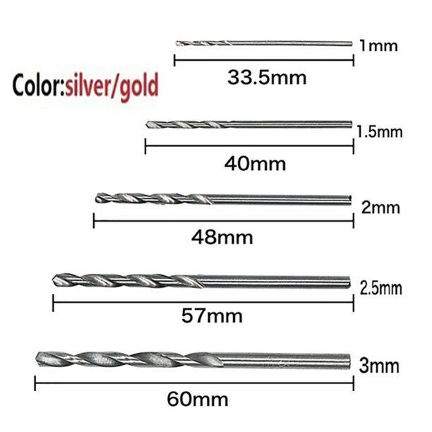 100pcs HSS Twist Drill Bits Steel Metric 1.5mm, 2mm, 2.5mm, 3mm and 3.2mm