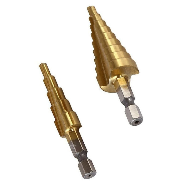 2Pc HSS Spiral Grooved Step Cone Drill Drills Bit 4-12mm 6-18mm Hole Cut Steel