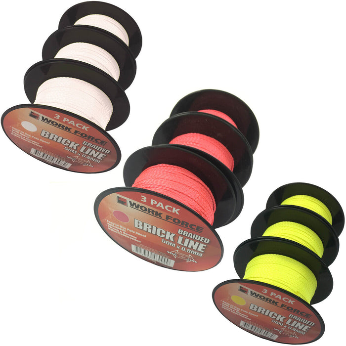 Bricklayers Bickies Builders Nylon String Line No:8 x 150M Pink Yellow White