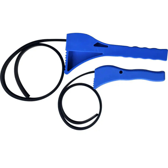 2pc Rubber Strap Wrench Adjustable DIY Plumber Jars Hose Pipe Oil Filter Opener