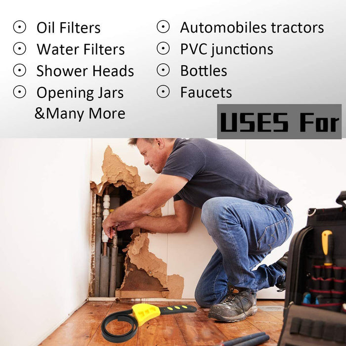 2pc Rubber Strap Wrench Adjustable DIY Plumber Jars Hose Pipe Oil Filter Opener