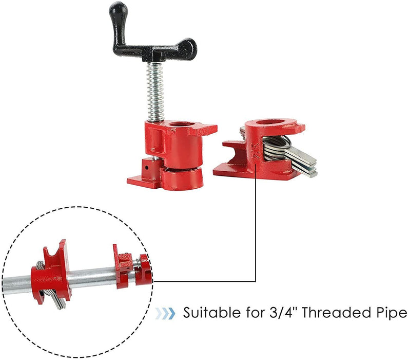 1Pc" 3/4\" Wood Gluing Pipe Clamp Set Heavy Duty PRO Woodworking Cast Iron