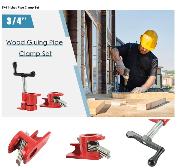 1Pc" 3/4\" Wood Gluing Pipe Clamp Set Heavy Duty PRO Woodworking Cast Iron