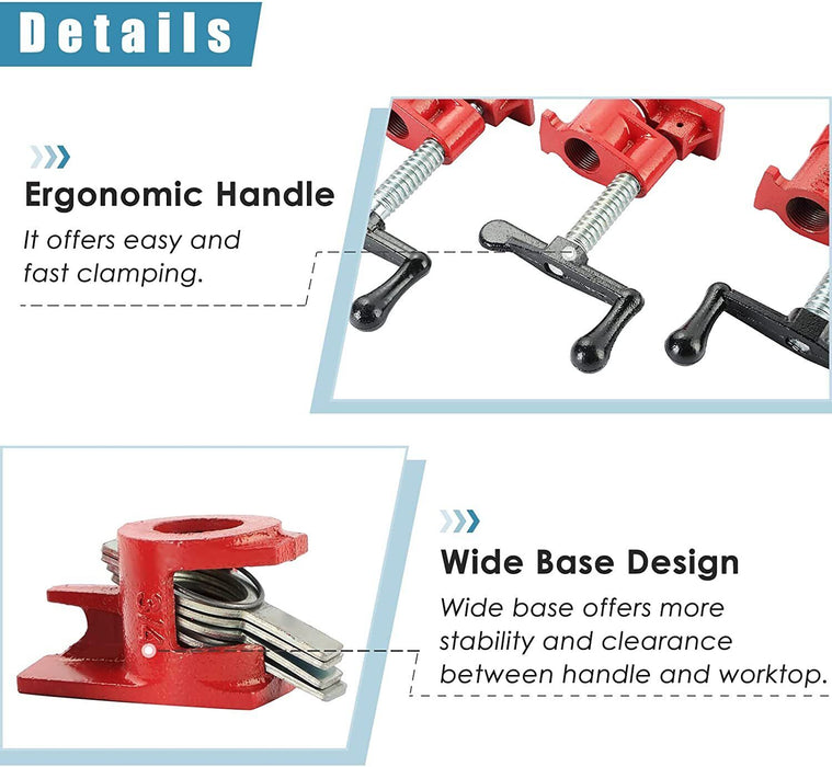 1Pc" 3/4\" Wood Gluing Pipe Clamp Set Heavy Duty PRO Woodworking Cast Iron