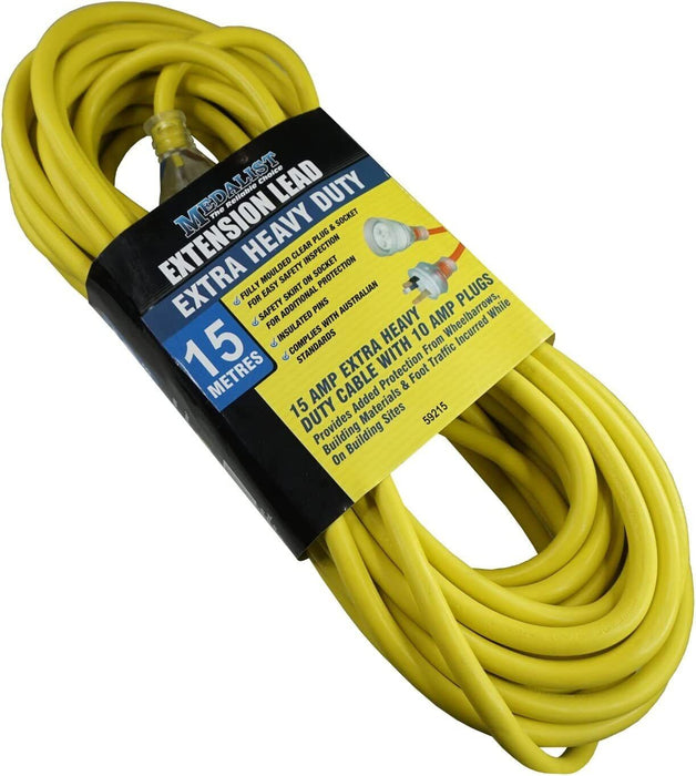 15 Meter 15amp Extra Heavy Duty Power Extension Cable Lead Cord With 10amp Plug