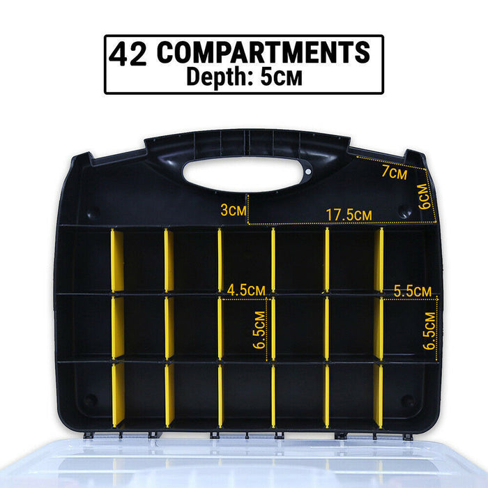 420 x 300 x 95mm 42 Compartment Parts / Bit Storage Case - Components & Screws