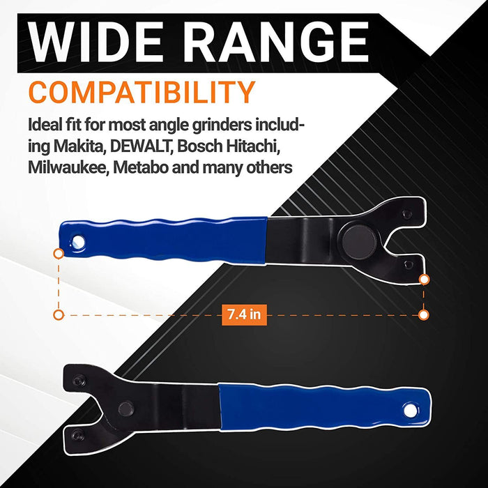 8" Angle Grinder Universal Adjustable Pin Wrench 10 mm-50 mm Nut Spanner 2 pin